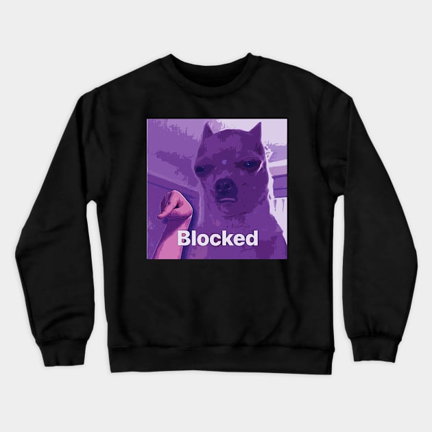 Sad Dog Blocked Crewneck Sweatshirt by Purplelism